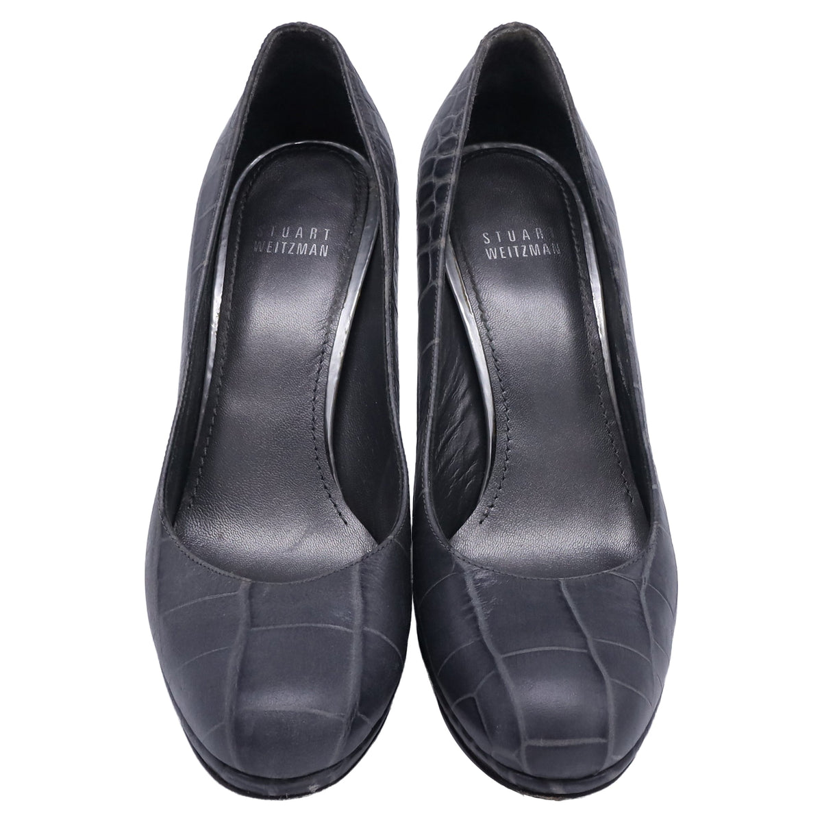 Tacones de cuero color gris