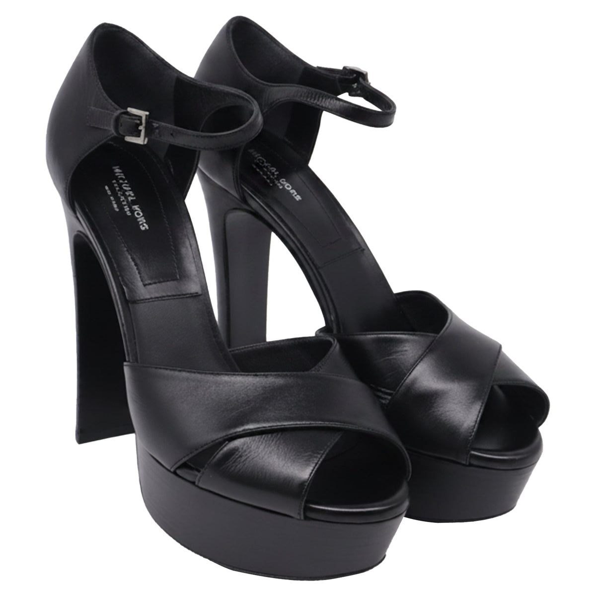 Sandalias de cuero con plataforma color negro
