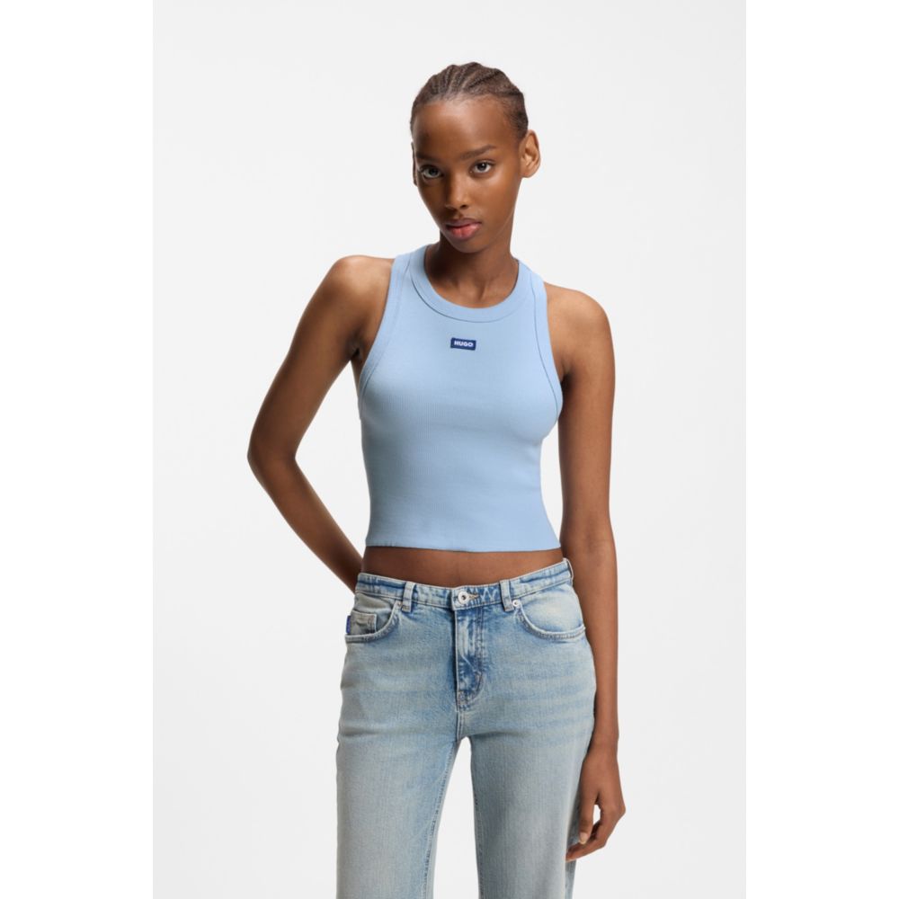 Camiseta sin mangas de algodón color azul