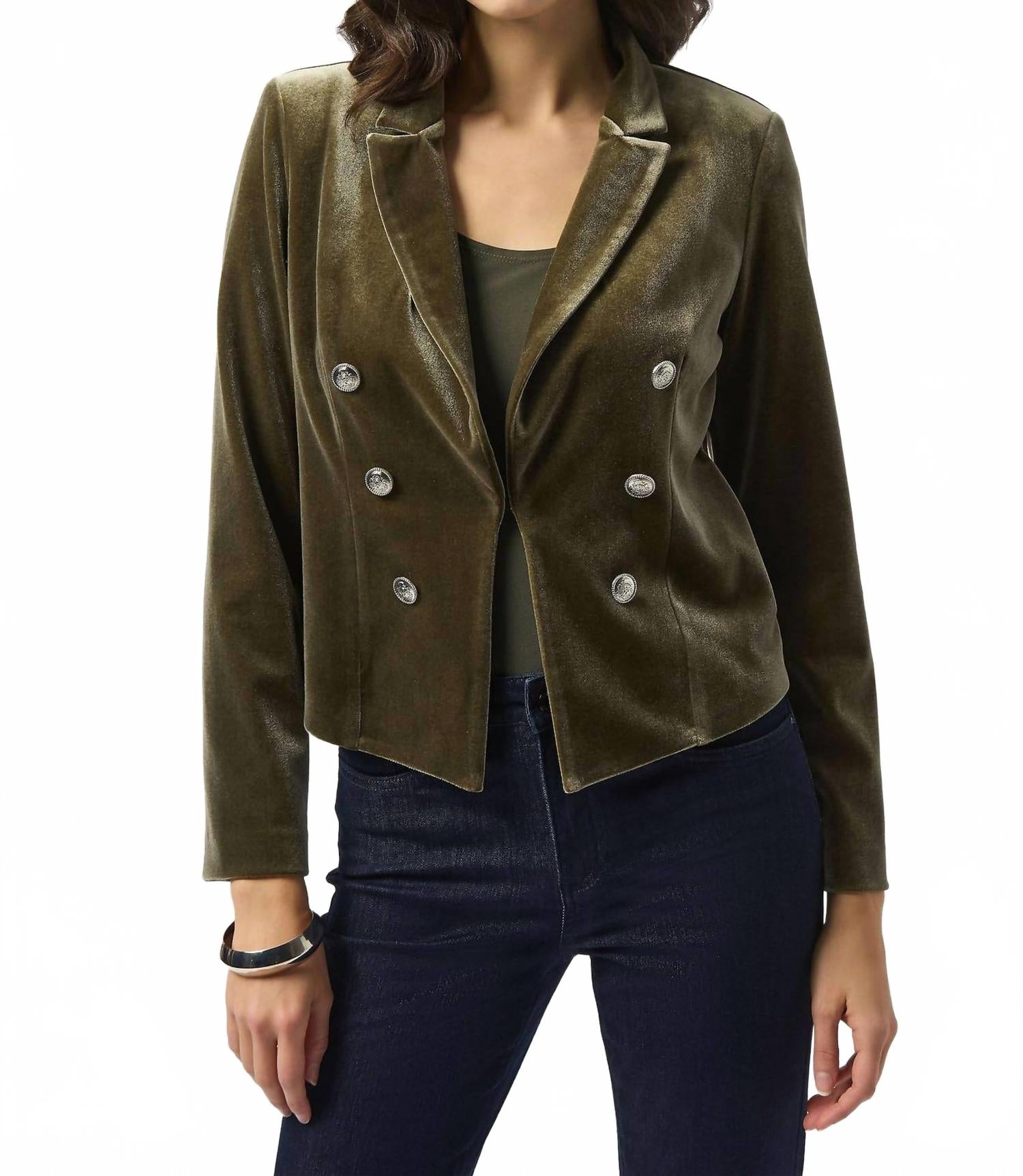 Blazer de terciopelo color caqui