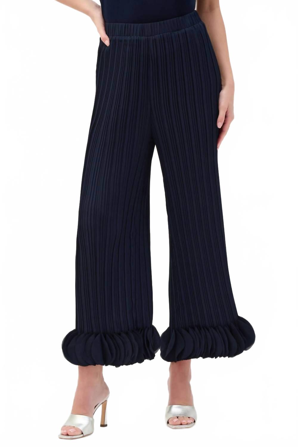 Pantalón de pierna ancha con pliegues color azul