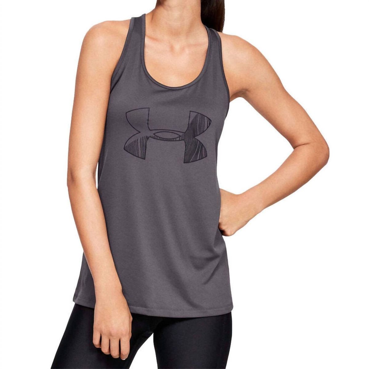 Camiseta sin mangas con estampado color negro y taupe