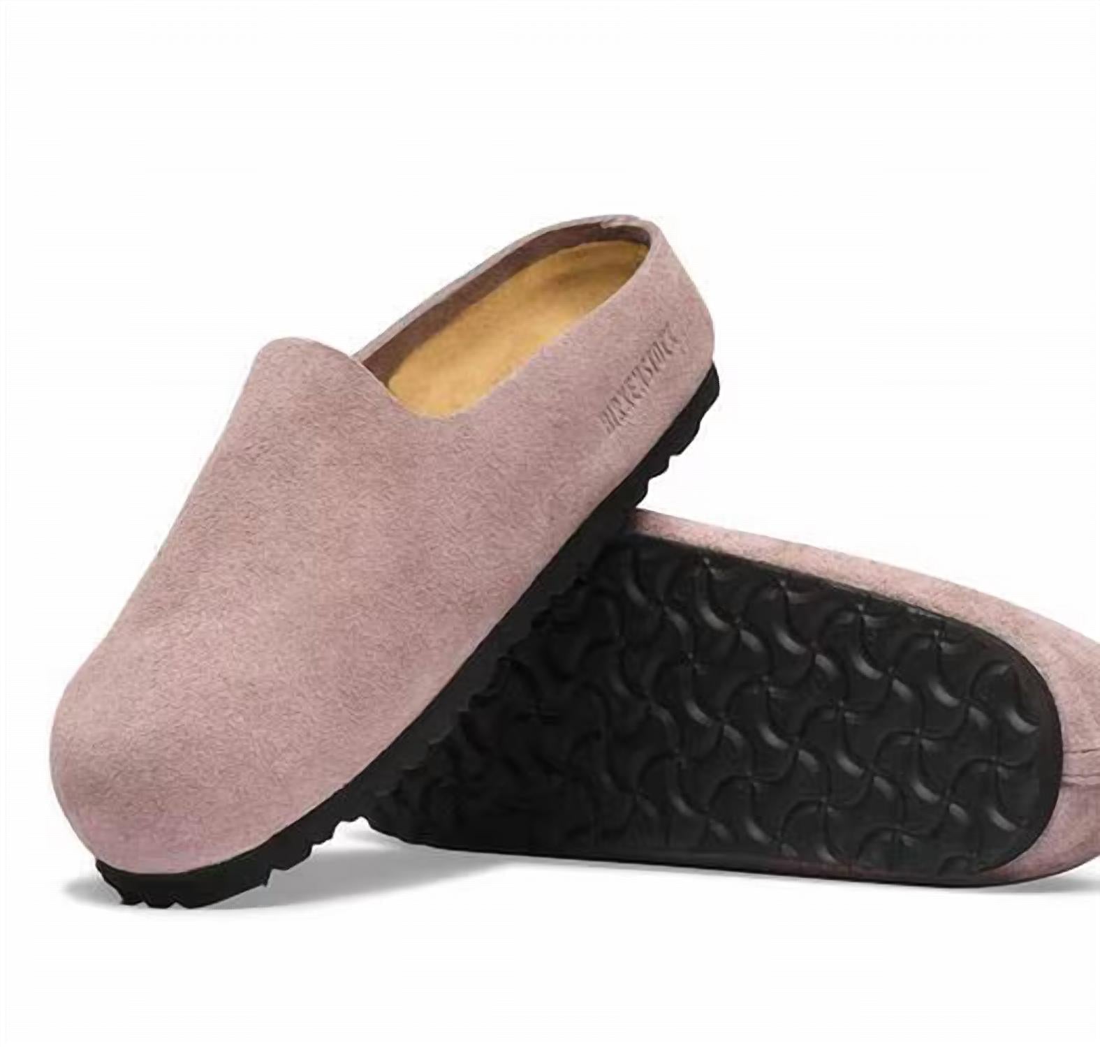 Zuecos de mujer de gamuza color violeta