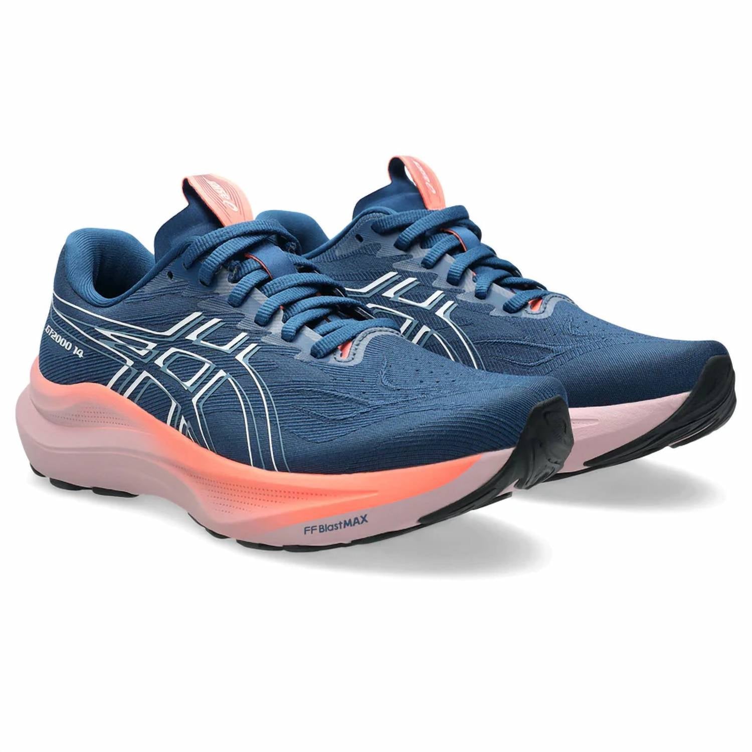 Tenis para correr de mujer color blanco y azul