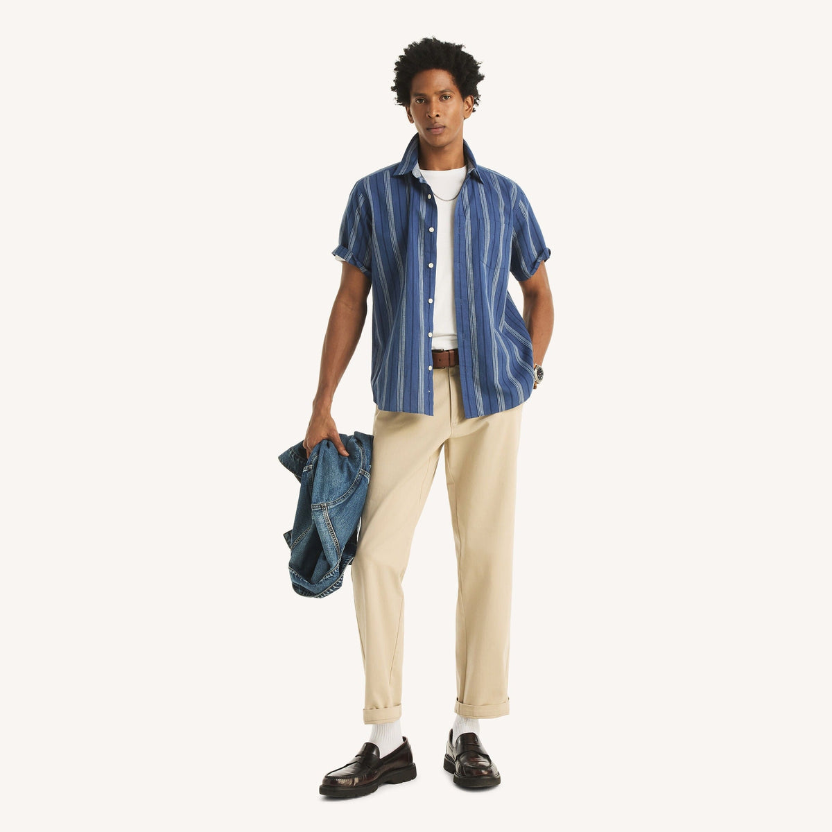 Camisa de hombre de manga corta a rayas