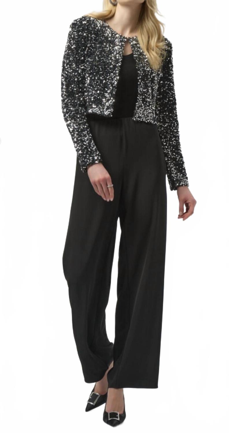 Chaqueta con lentejuelas color negro y plateado