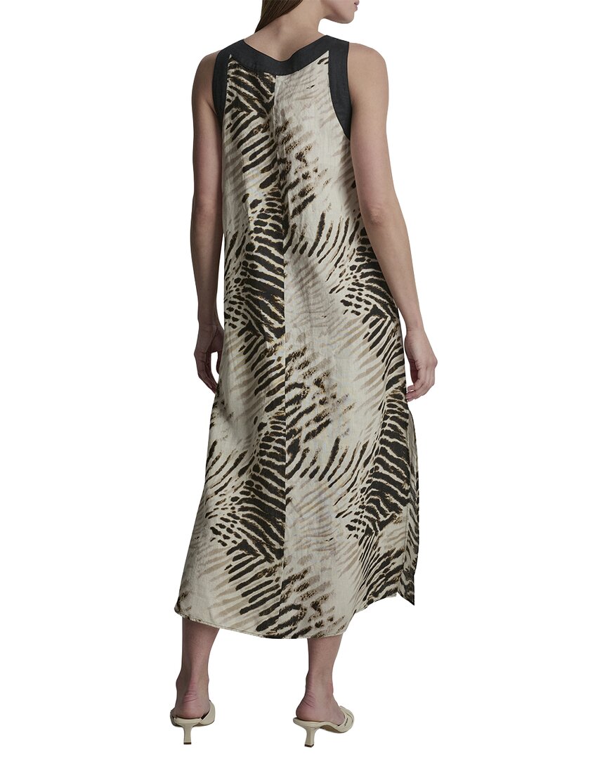 Vestido de lino con cuello en V con estampado