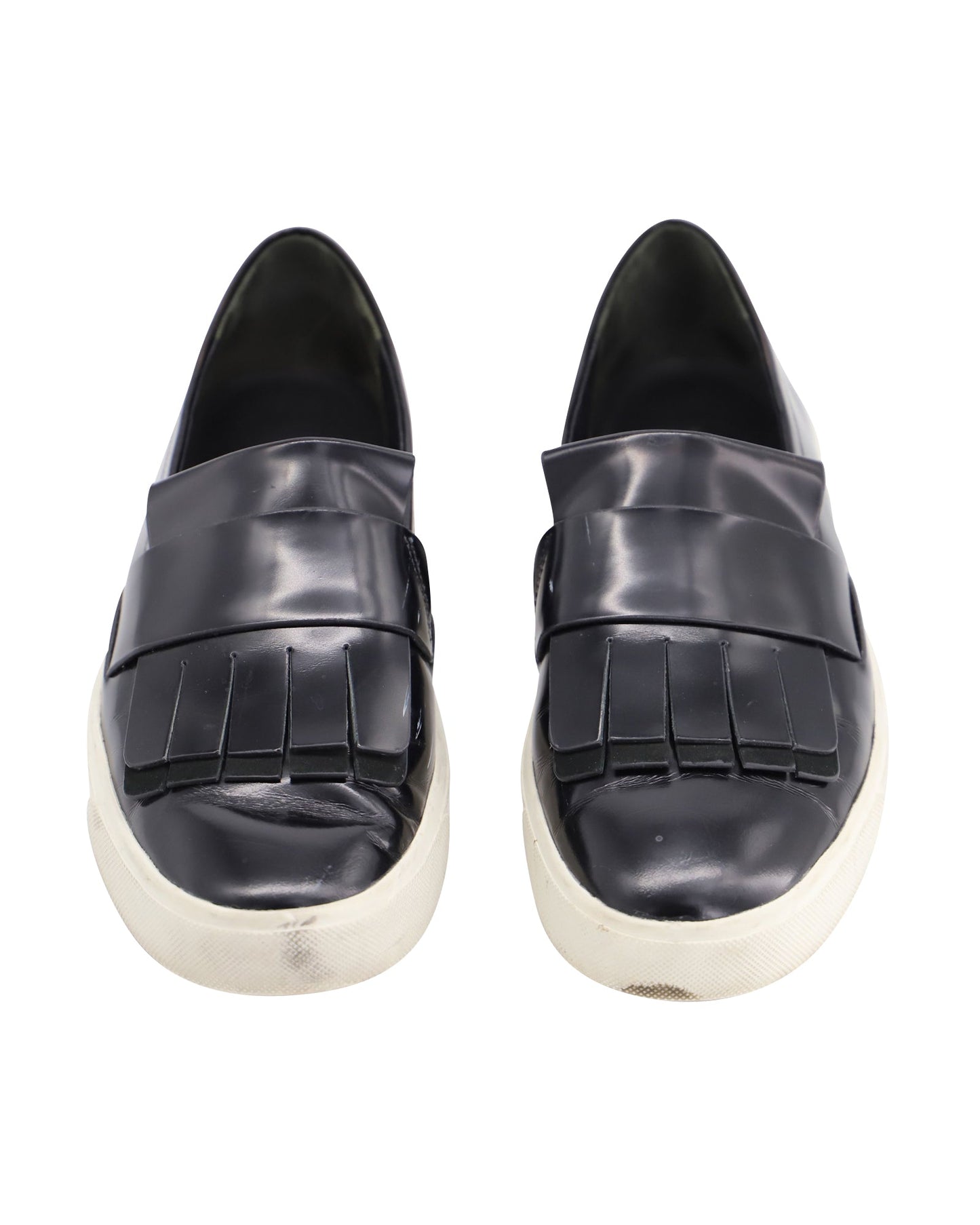 Tenis de cuero sin cordones color negro
