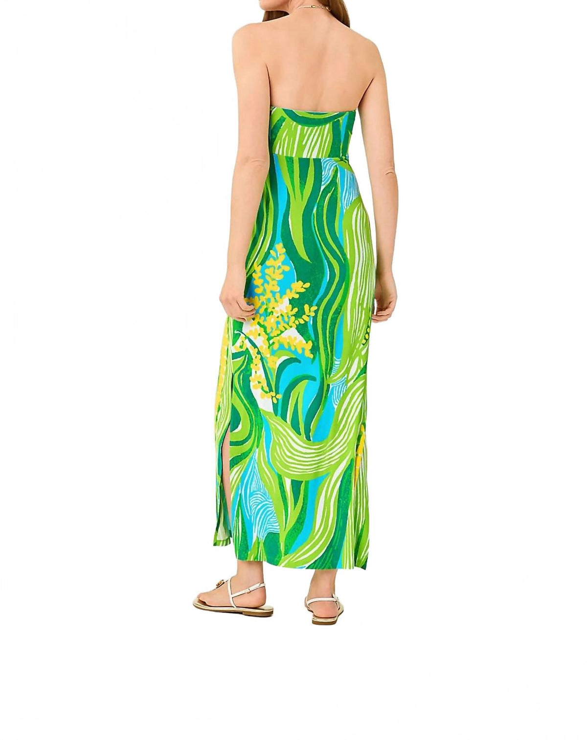 Vestido largo color turquesa