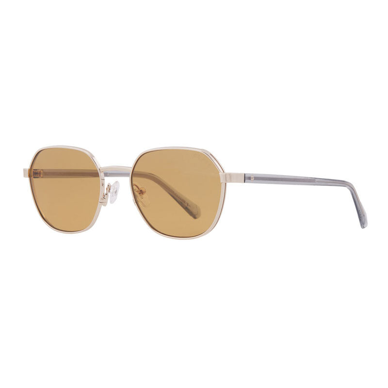Gafas color café y dorado