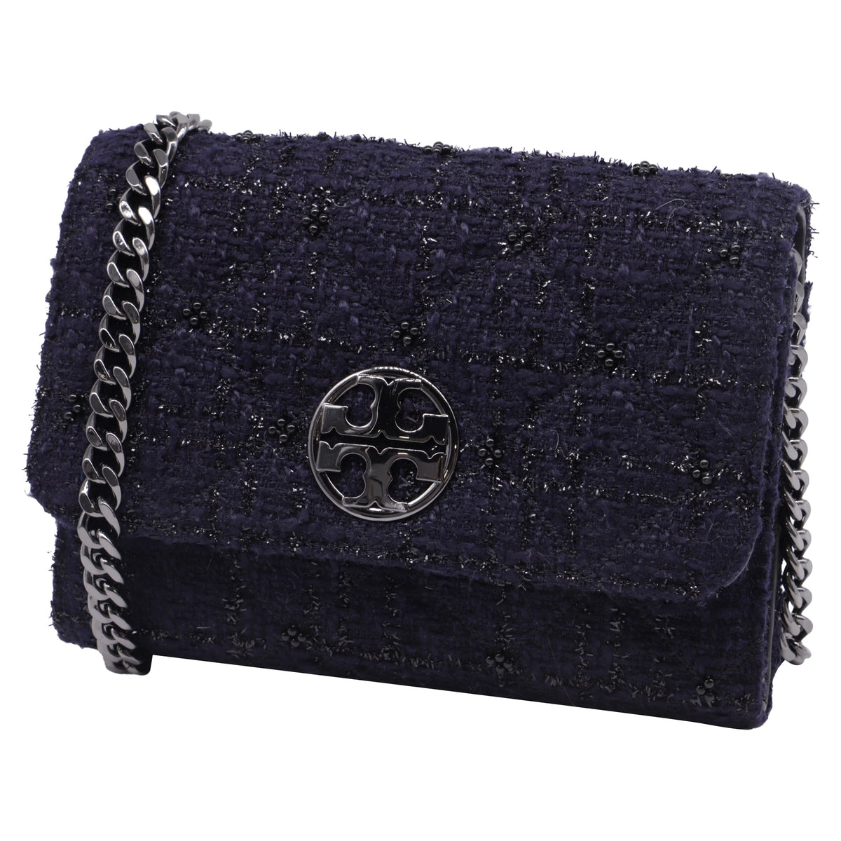 Bolso de hombro de lana color azul marino