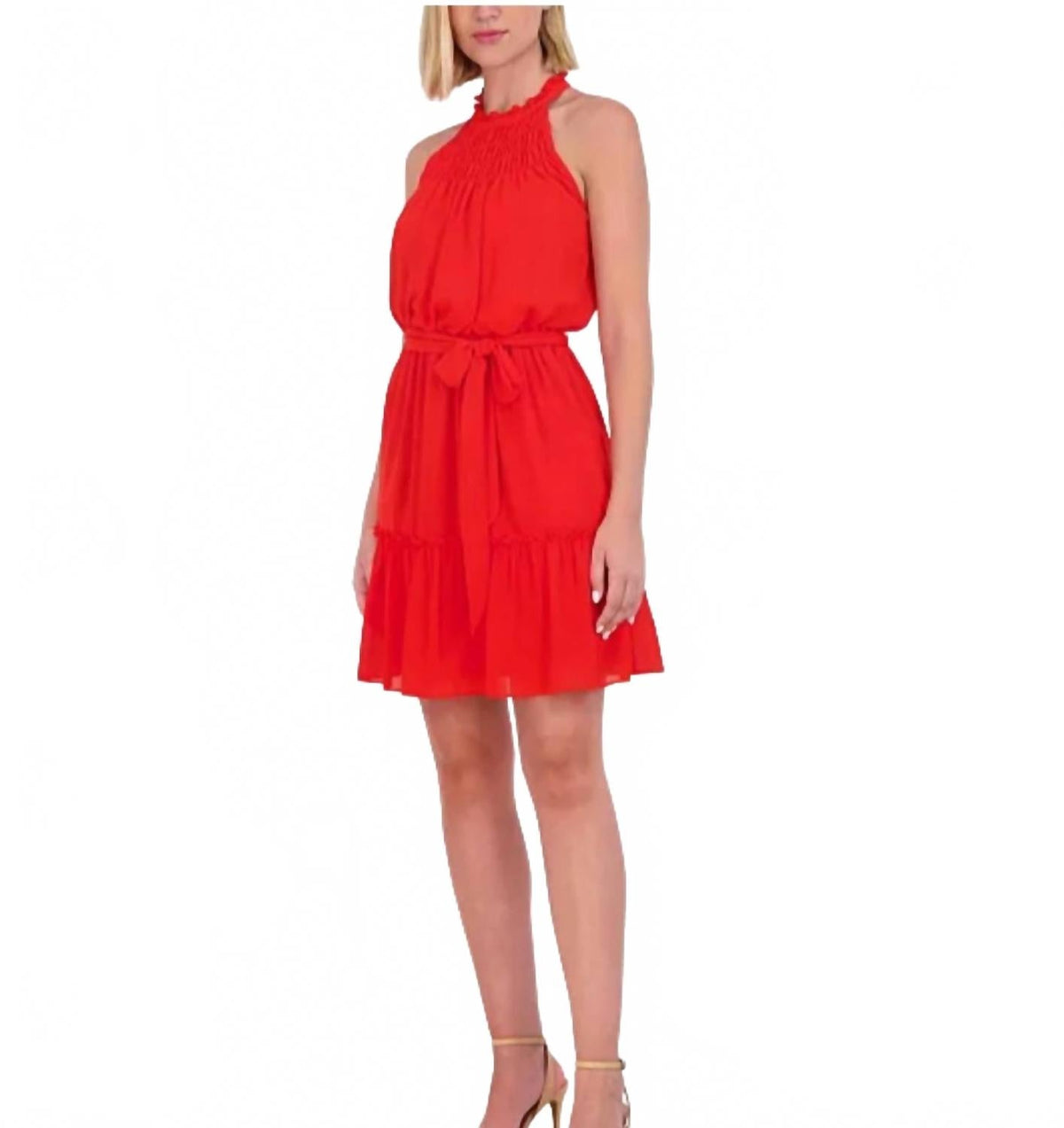 Vestido corto sin mangas color rojo