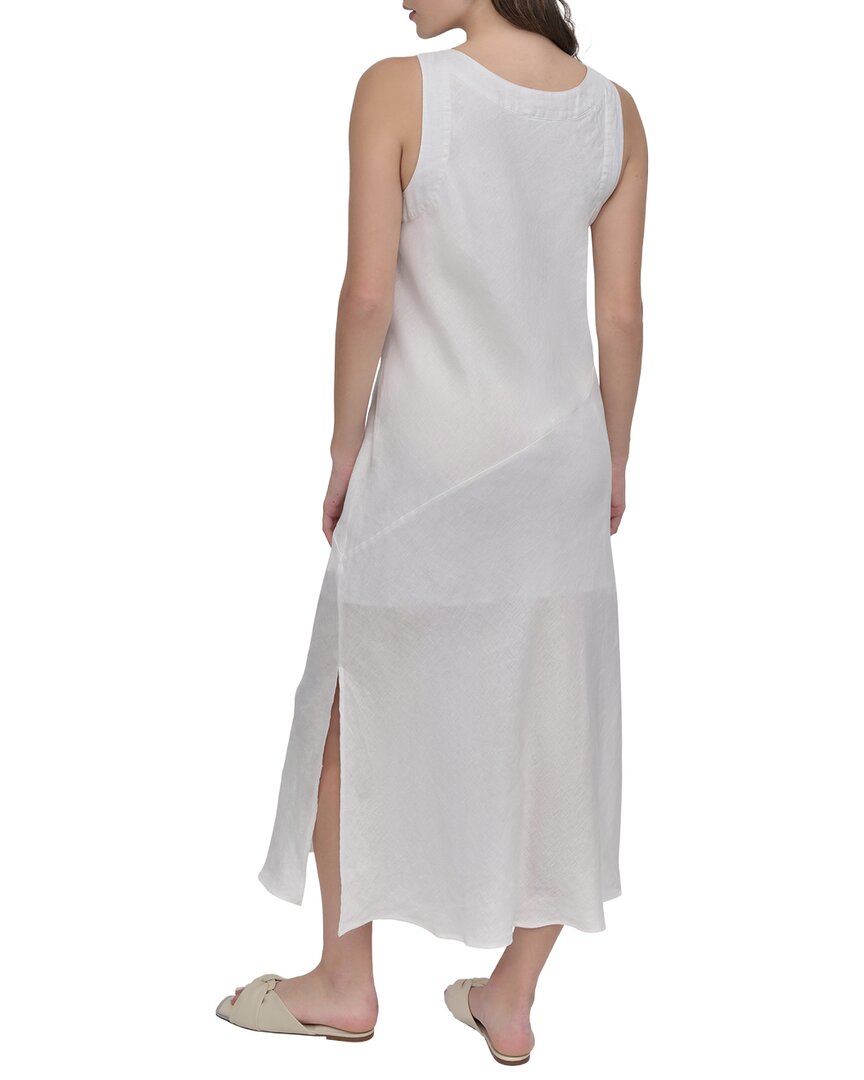 Vestido de lino midi con cuello en V