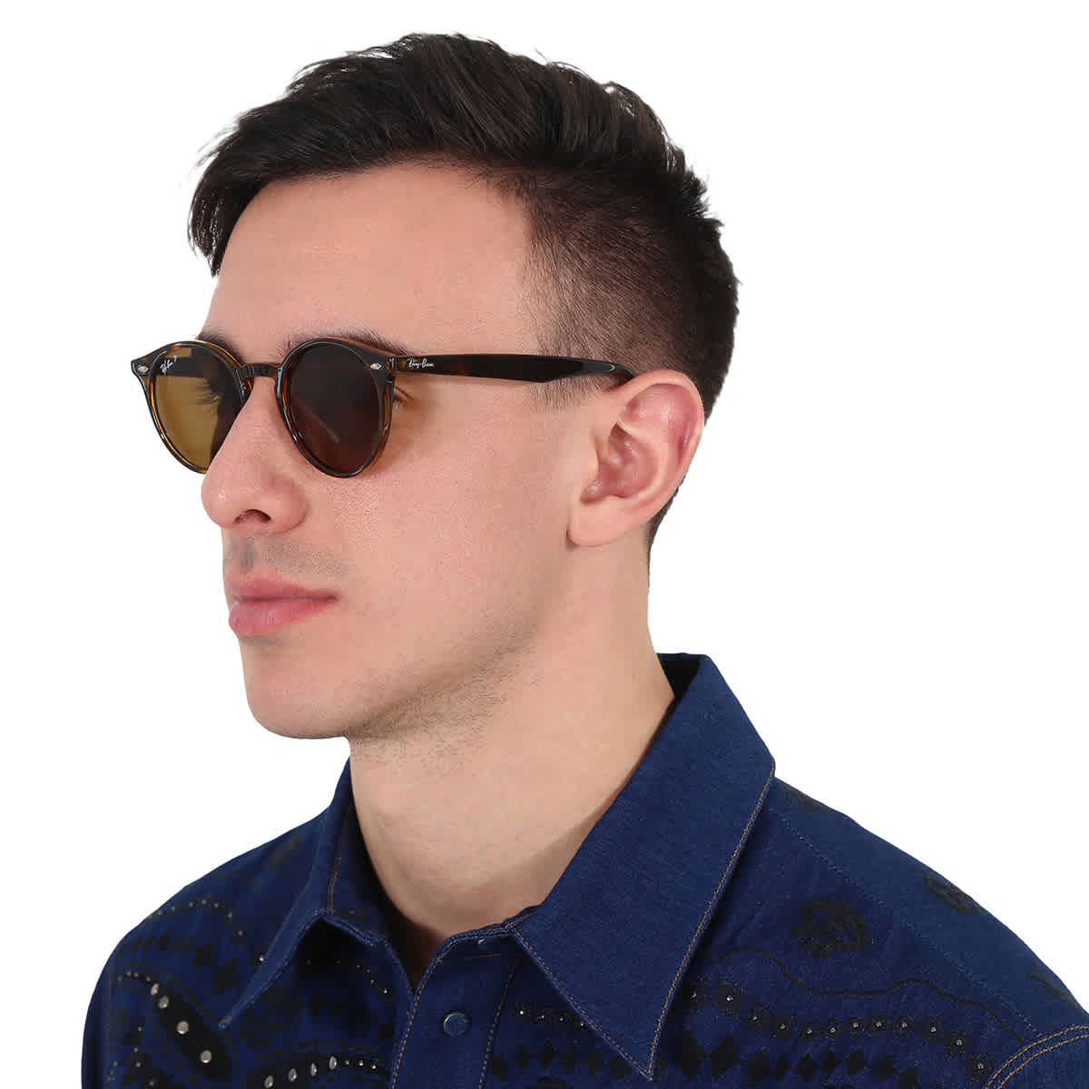 Gafas de sol de montura redonda con lentes polarizados color café