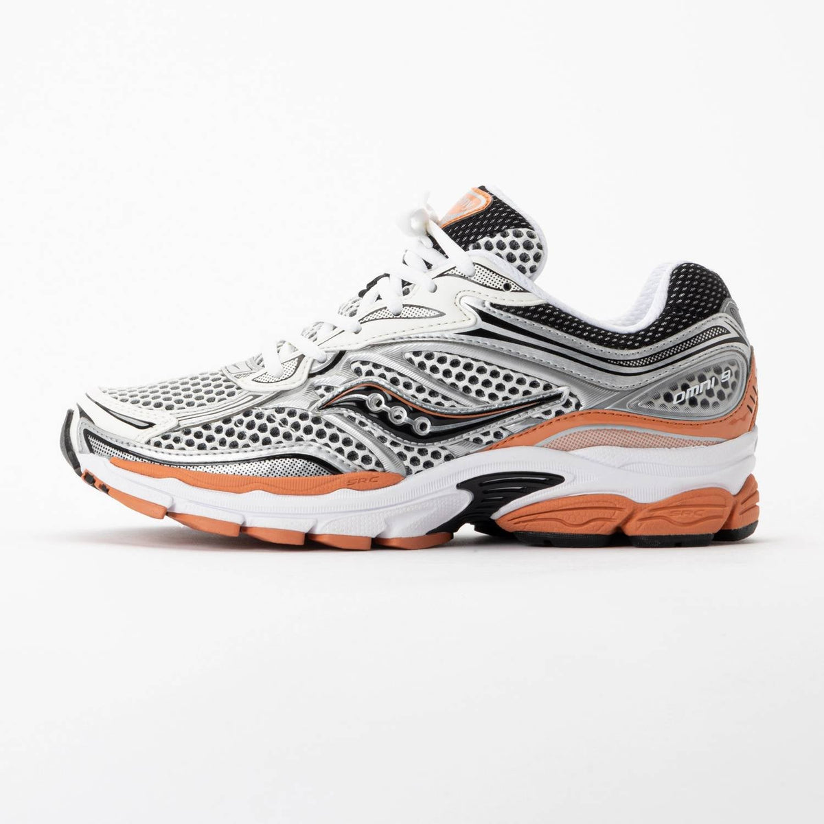Tenis para correr unisex color naranja y plateado