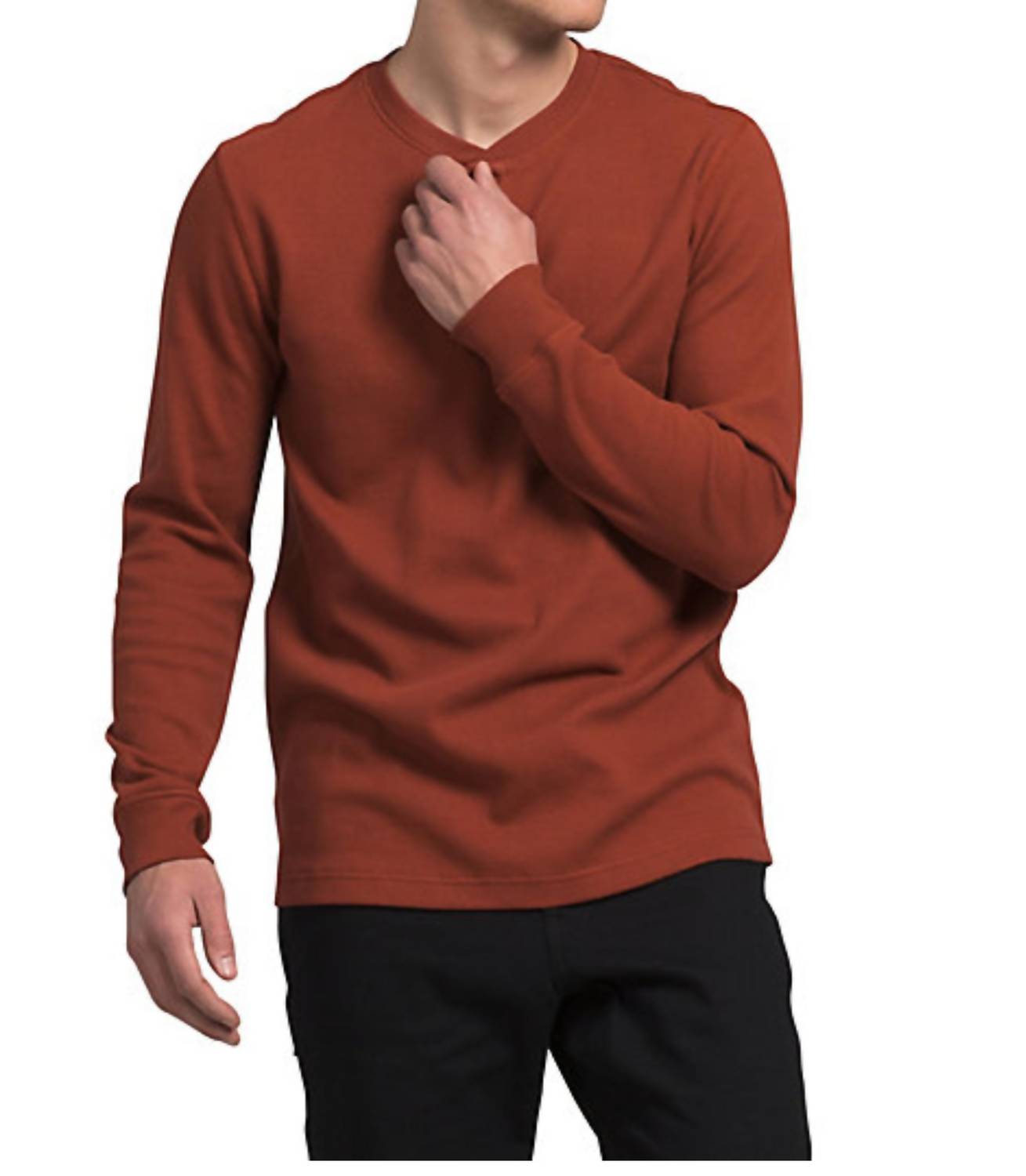 Camiseta con botones de manga larga color café