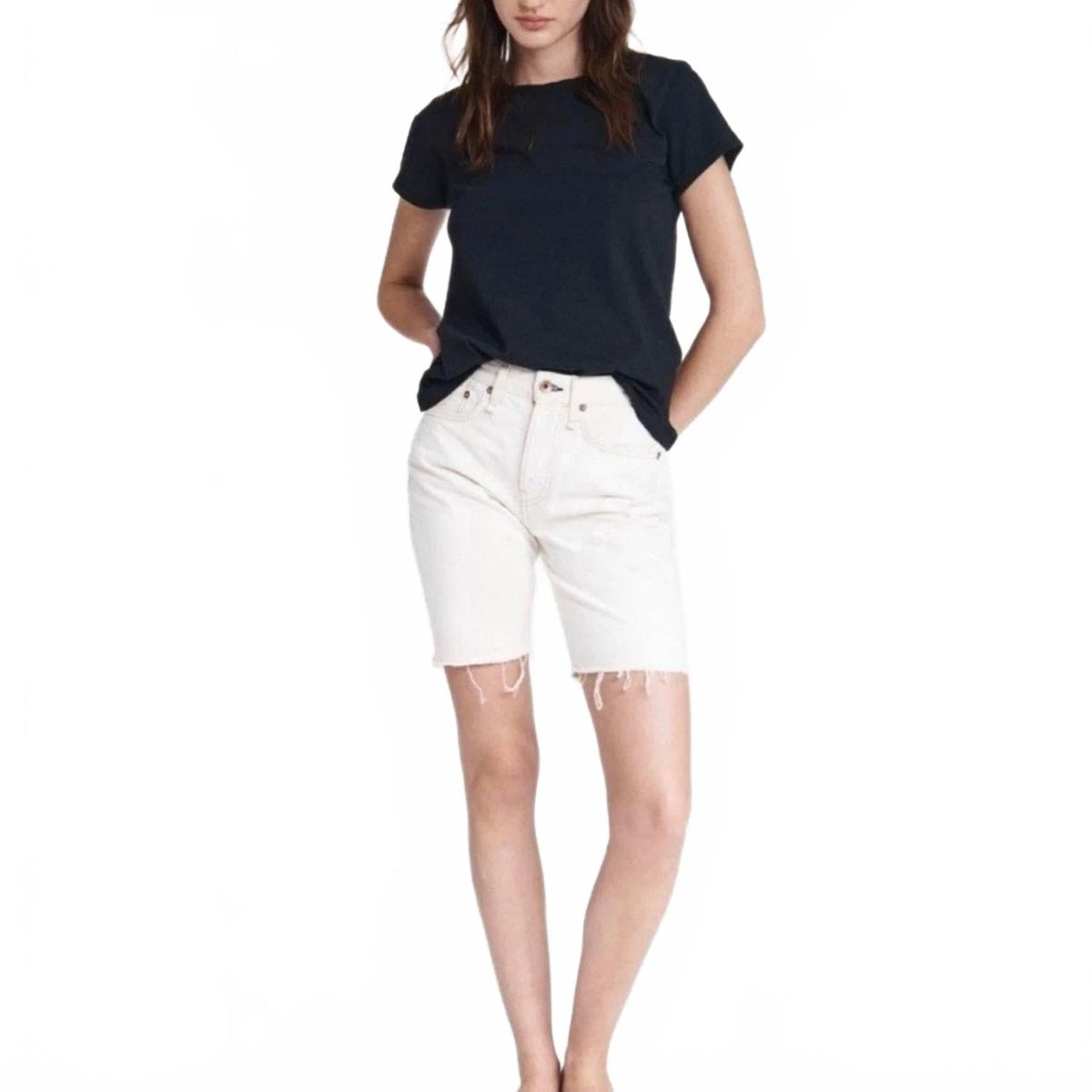 Short de tiro alto color beige