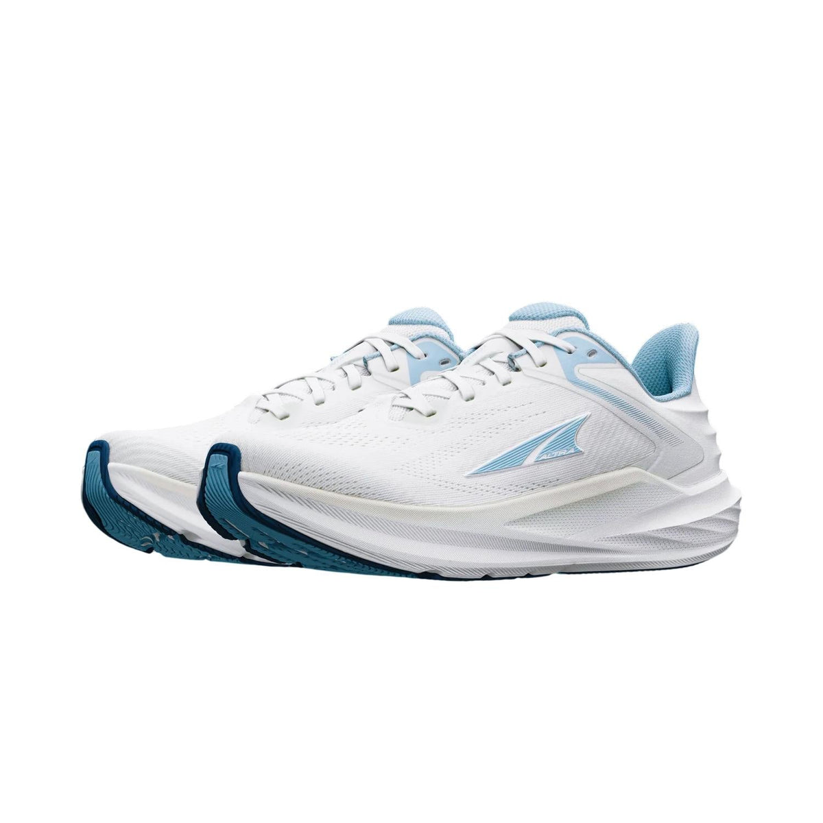 Tenis para correr de mujer color azul claro y blanco