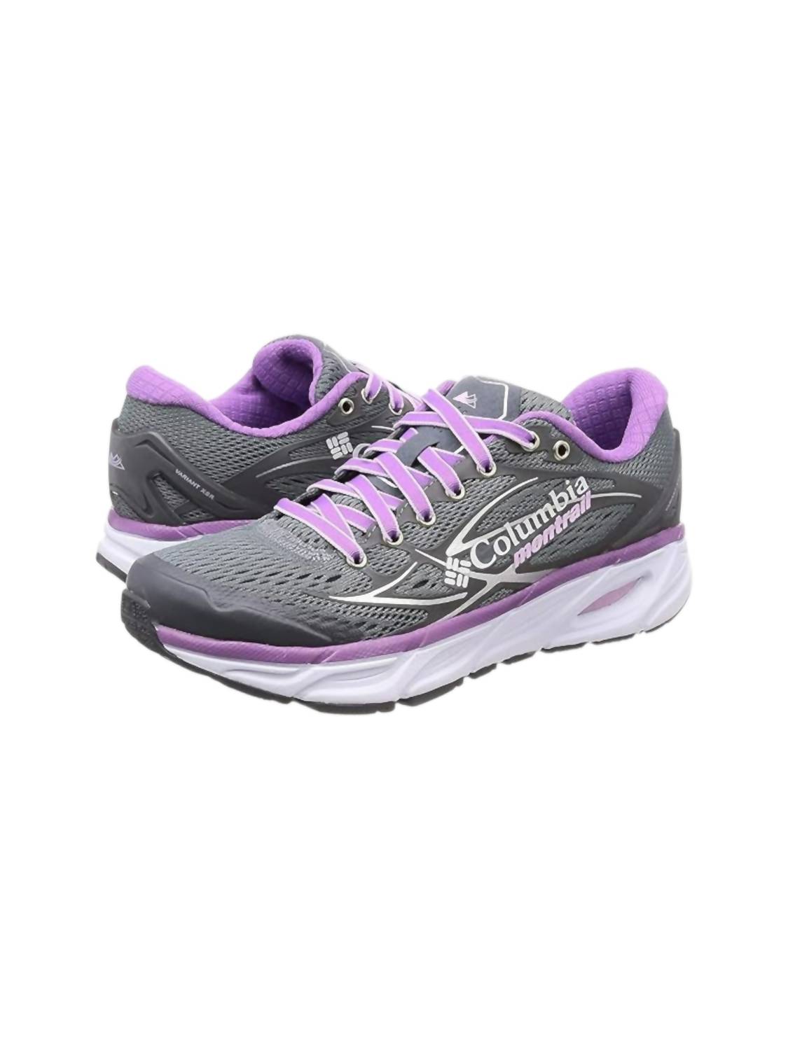 Tenis para correr de mujer color gris y violeta