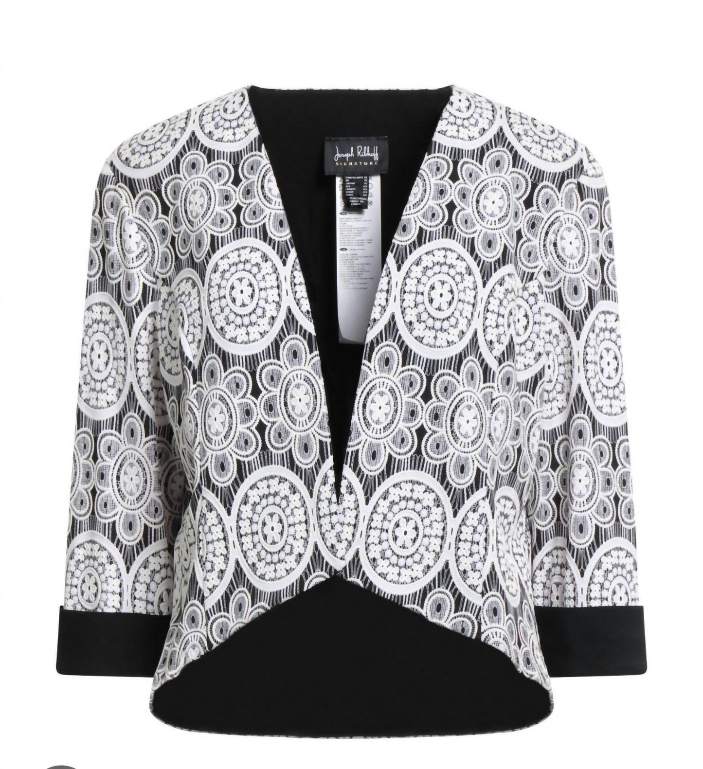 Chaqueta con estampado floral con bordado color negro y blanco