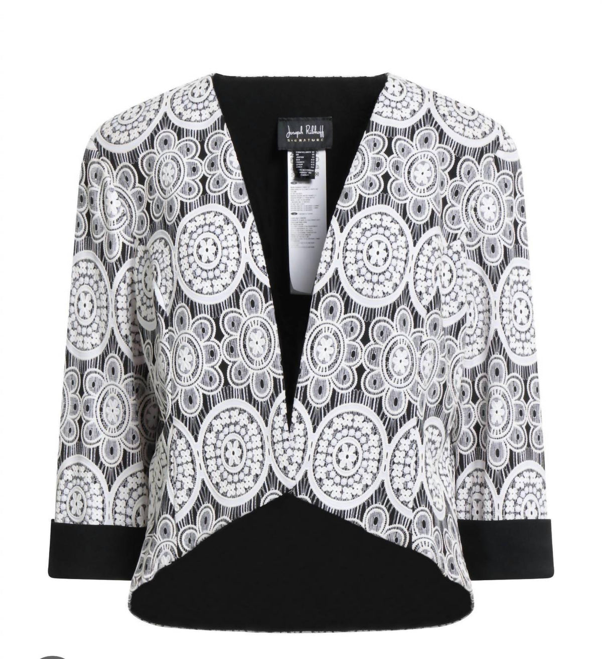 Chaqueta con estampado floral con bordado color negro y blanco