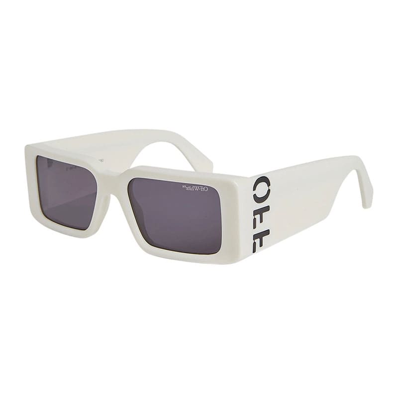 Off-White Rectangulares Marco Completo, Marco Blanco y Lente Gris Oscuro Oeri097Milano0107