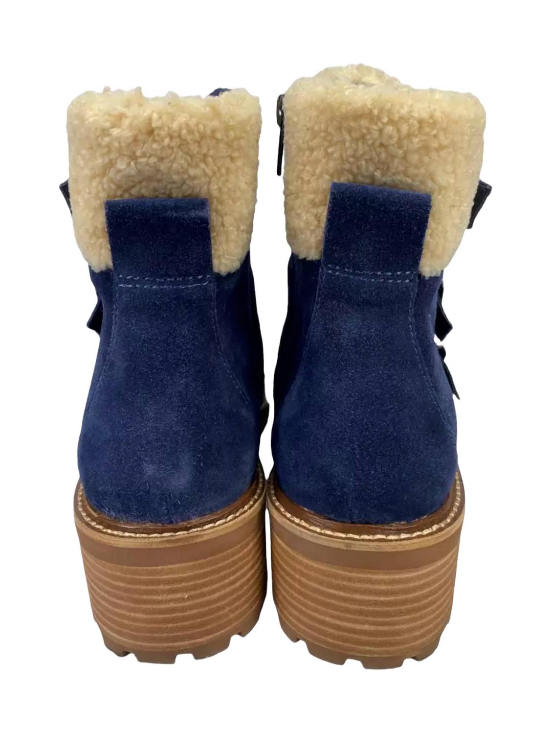 Botas de mujer de cuero color azul marino