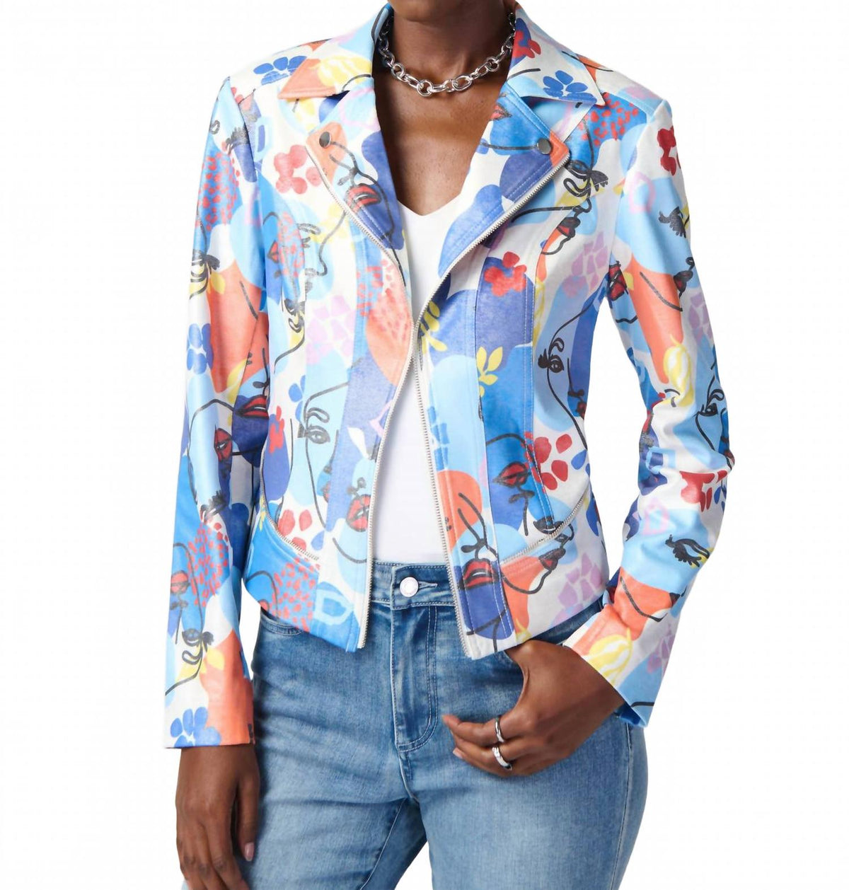 Chaqueta con estampado floral color azul