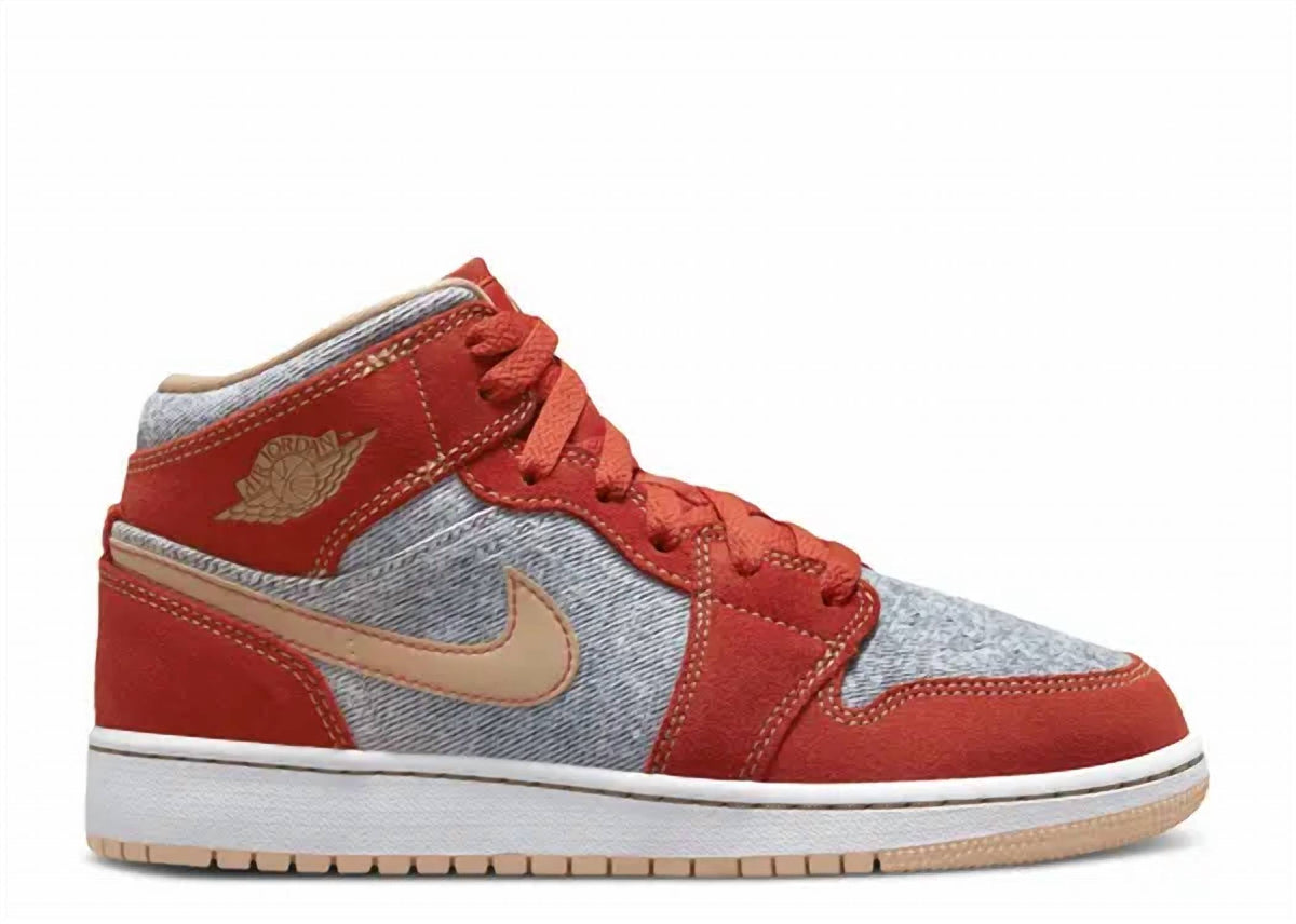 Tenis para niño de mezclilla color rojo