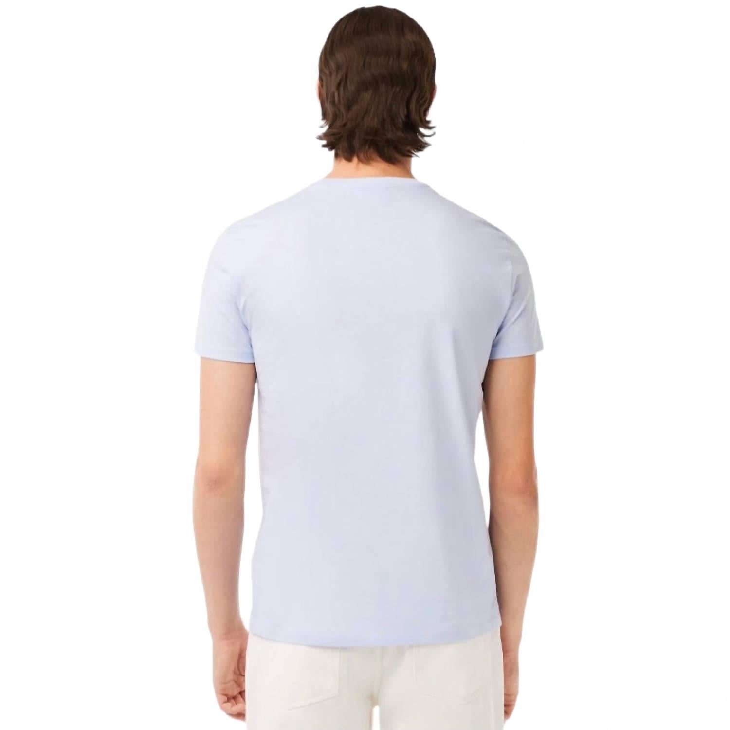 Camiseta de algodón con cuello redondo color azul claro