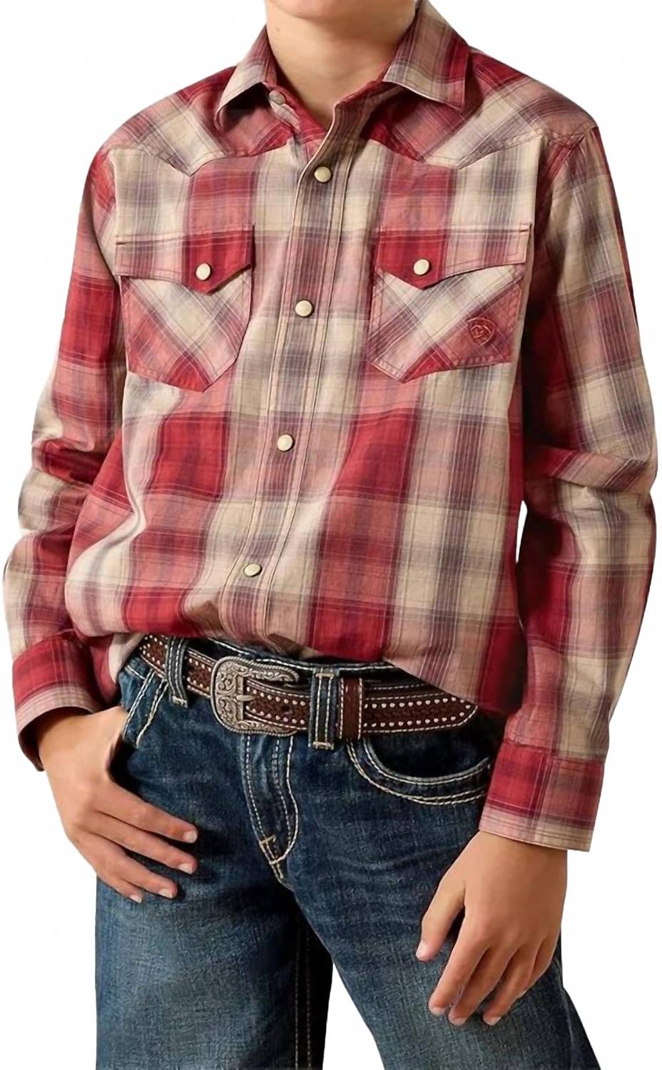 Camisa para niño a cuadros color rojo