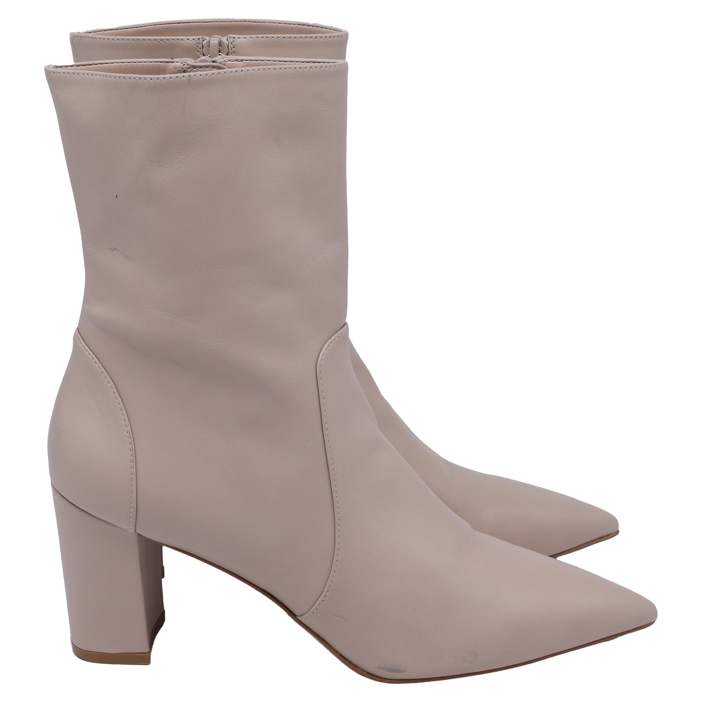 Botines de cuero color beige