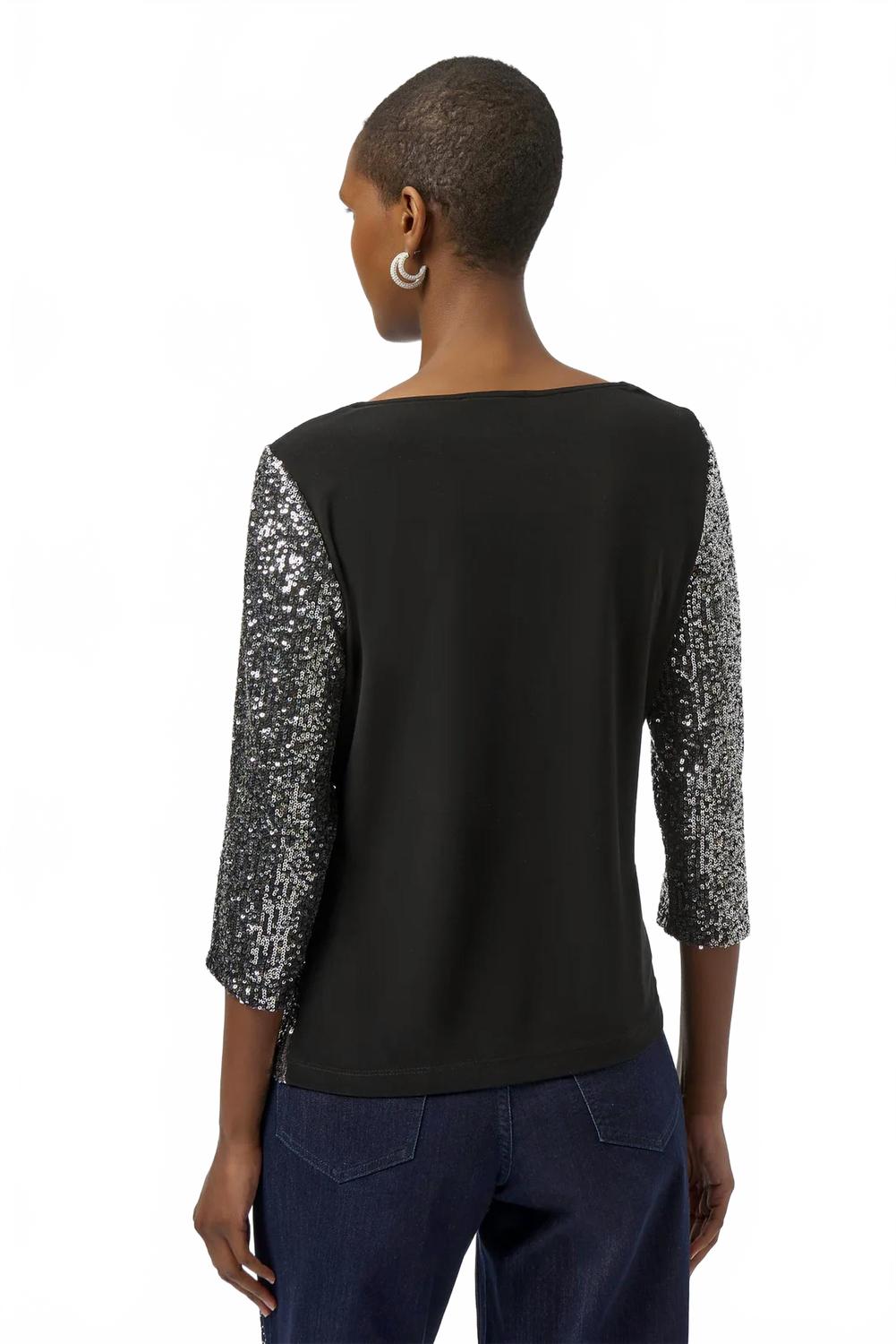 Top con lentejuelas color negro y plateado