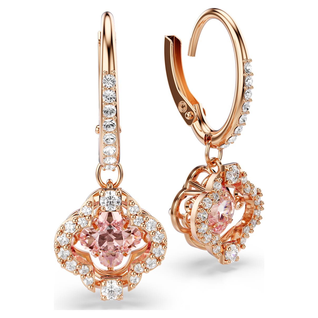 Aretes color oro rosa y rosado