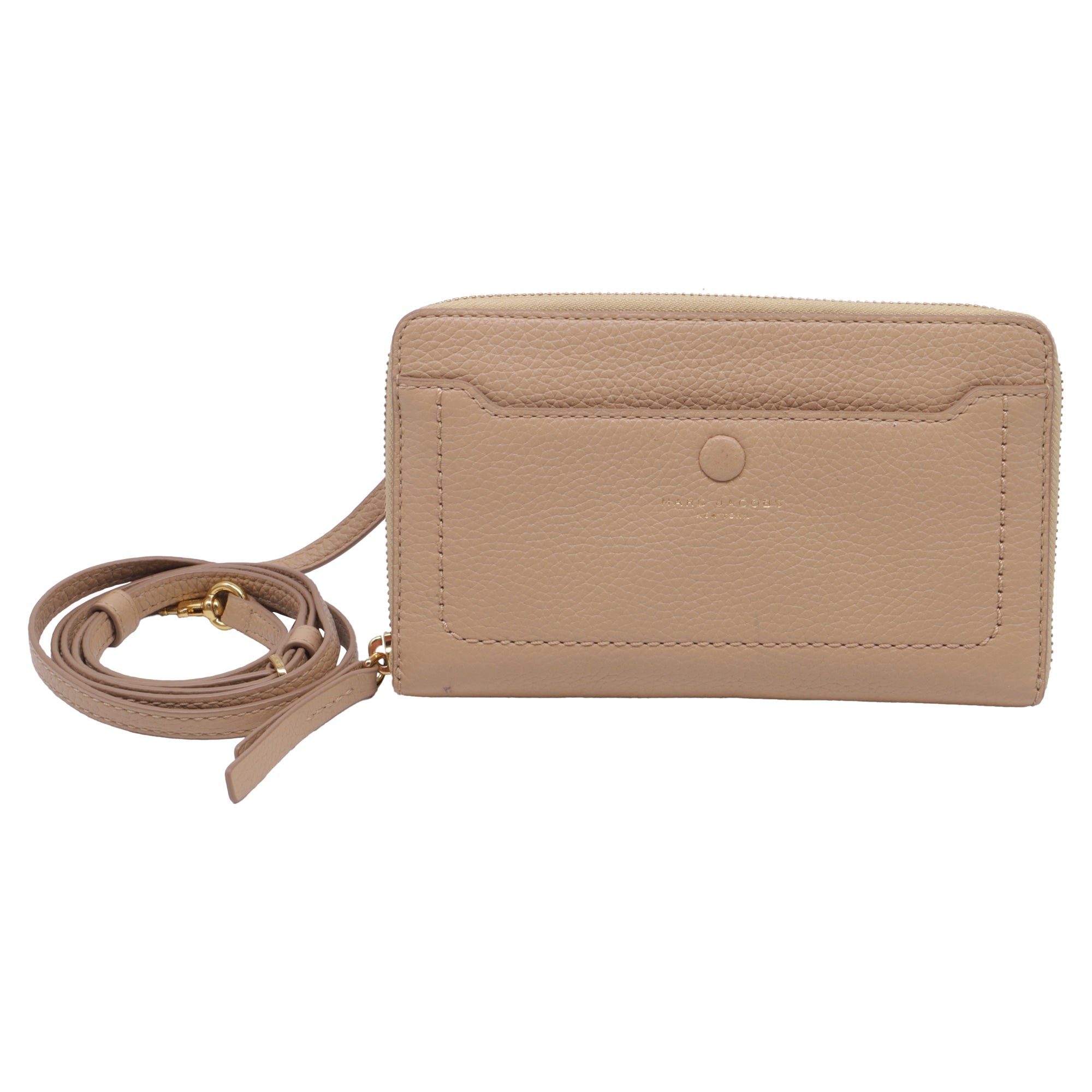 Bolso cruzado de cuero color beige