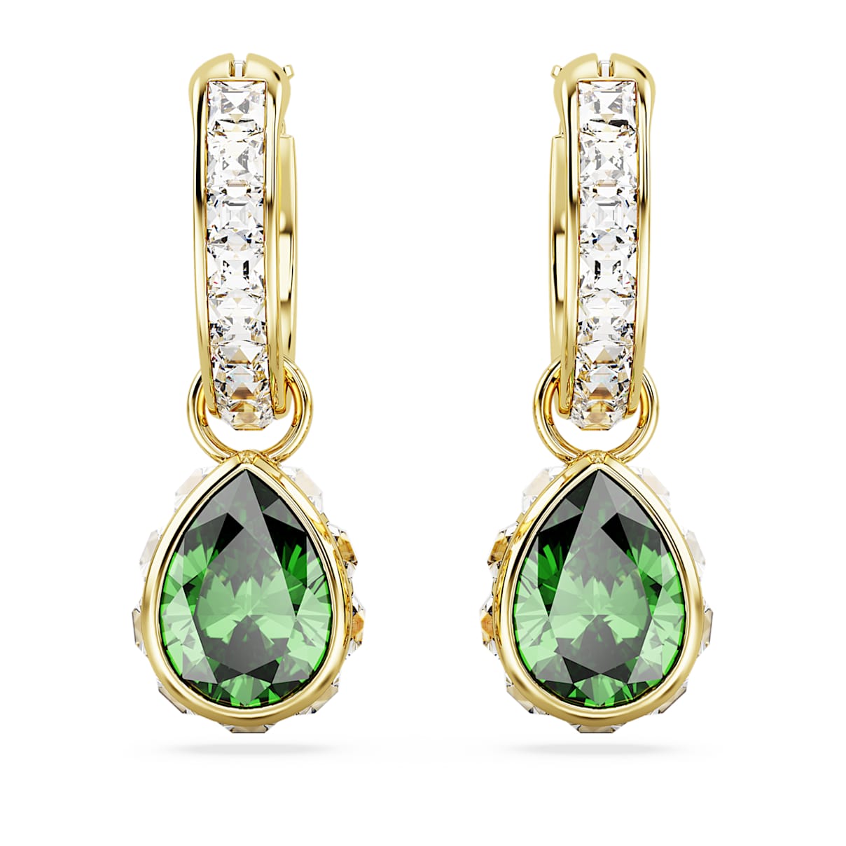 Aretes color verde y dorado