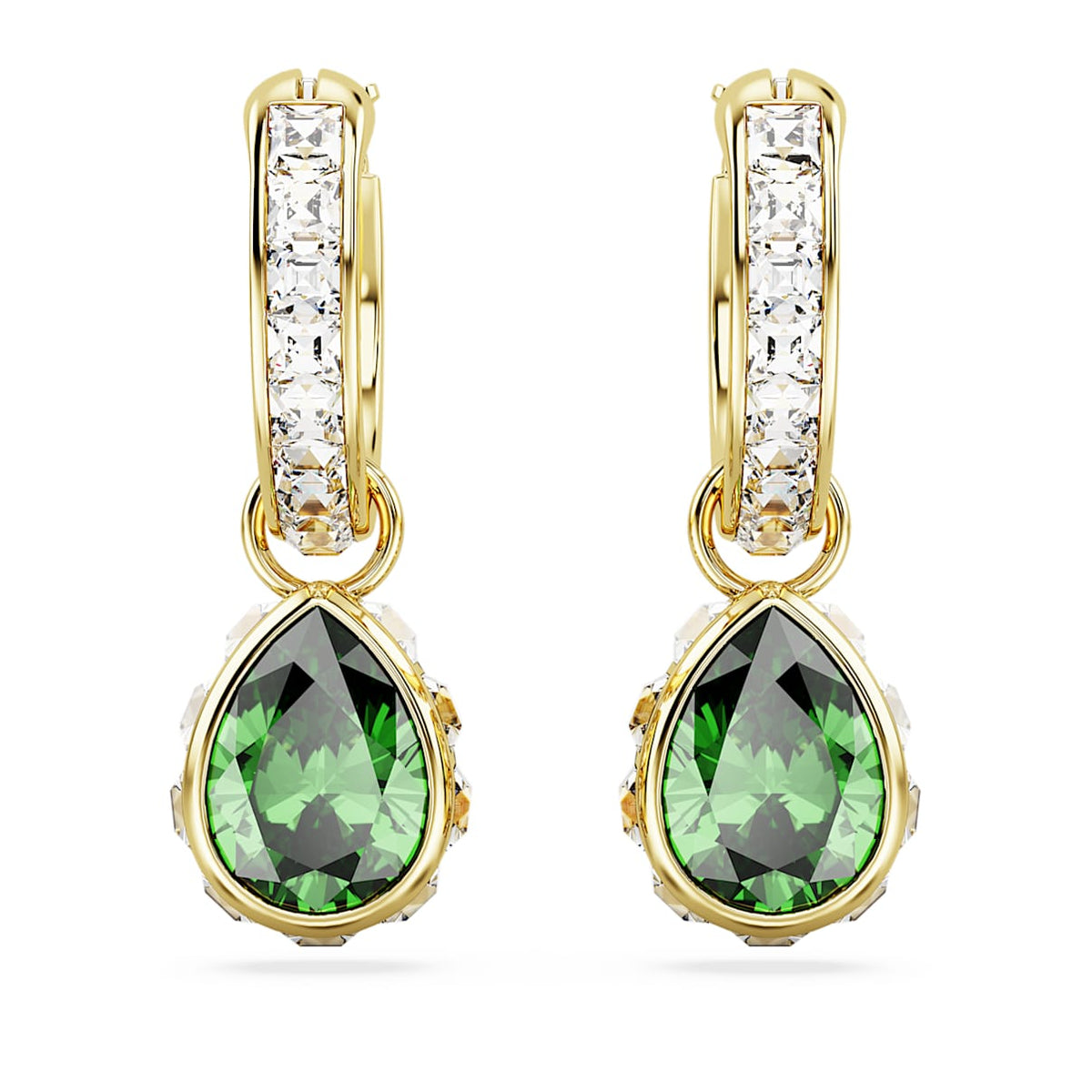 Aretes color verde y dorado