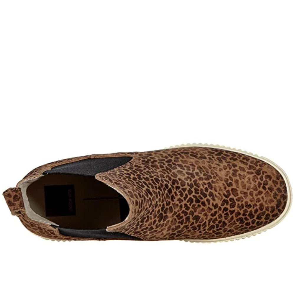 Botas de gamuza con estampado animal con plataforma color café