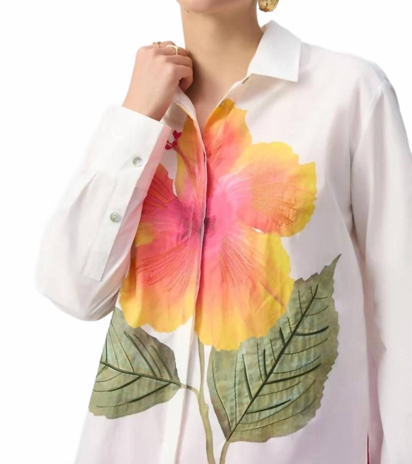 Camisa de algodón con bordado color blanco