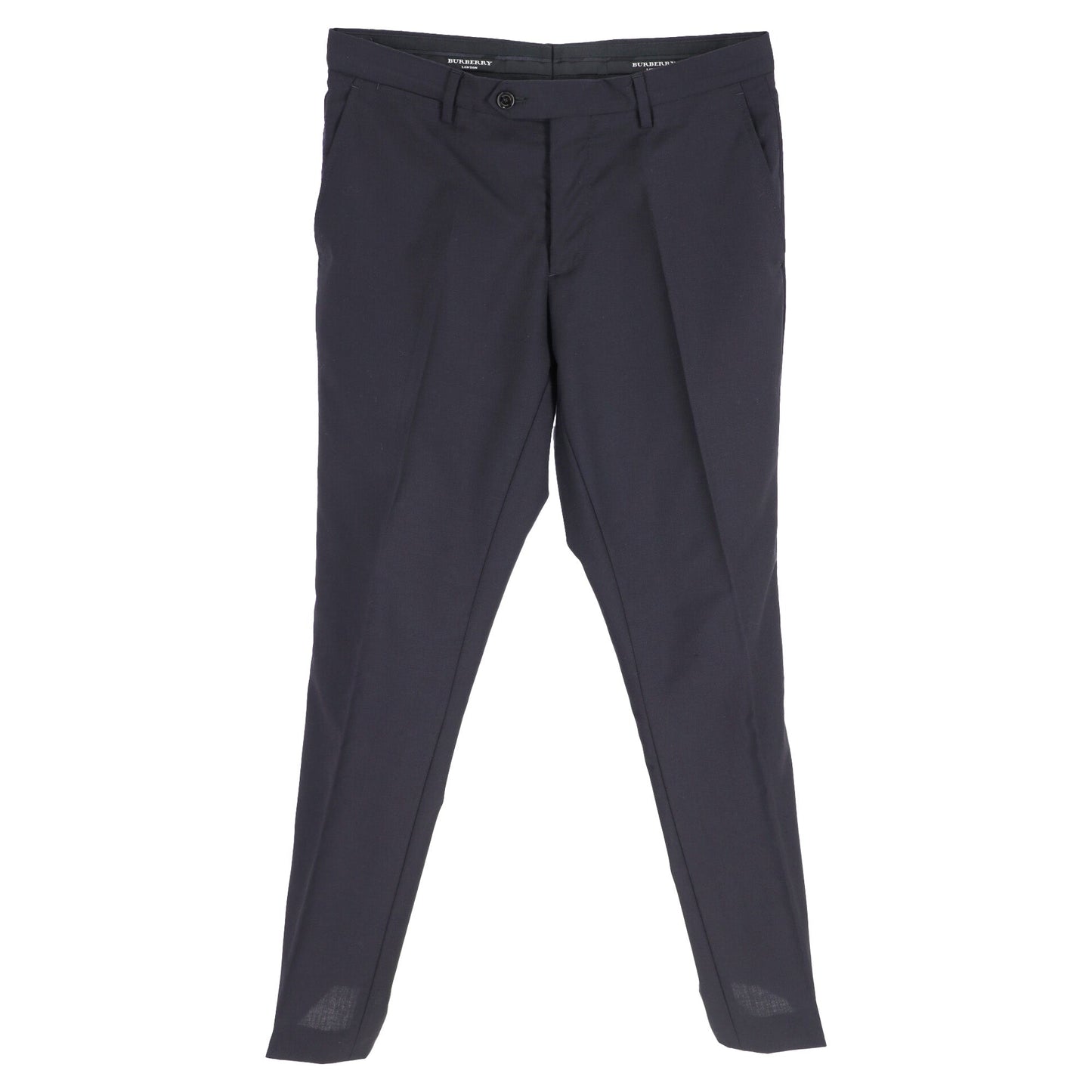 Pantalón de lana de corte recto color azul marino
