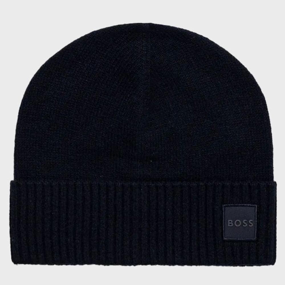 Gorro tejido de hombre de mezcla de lana color negro
