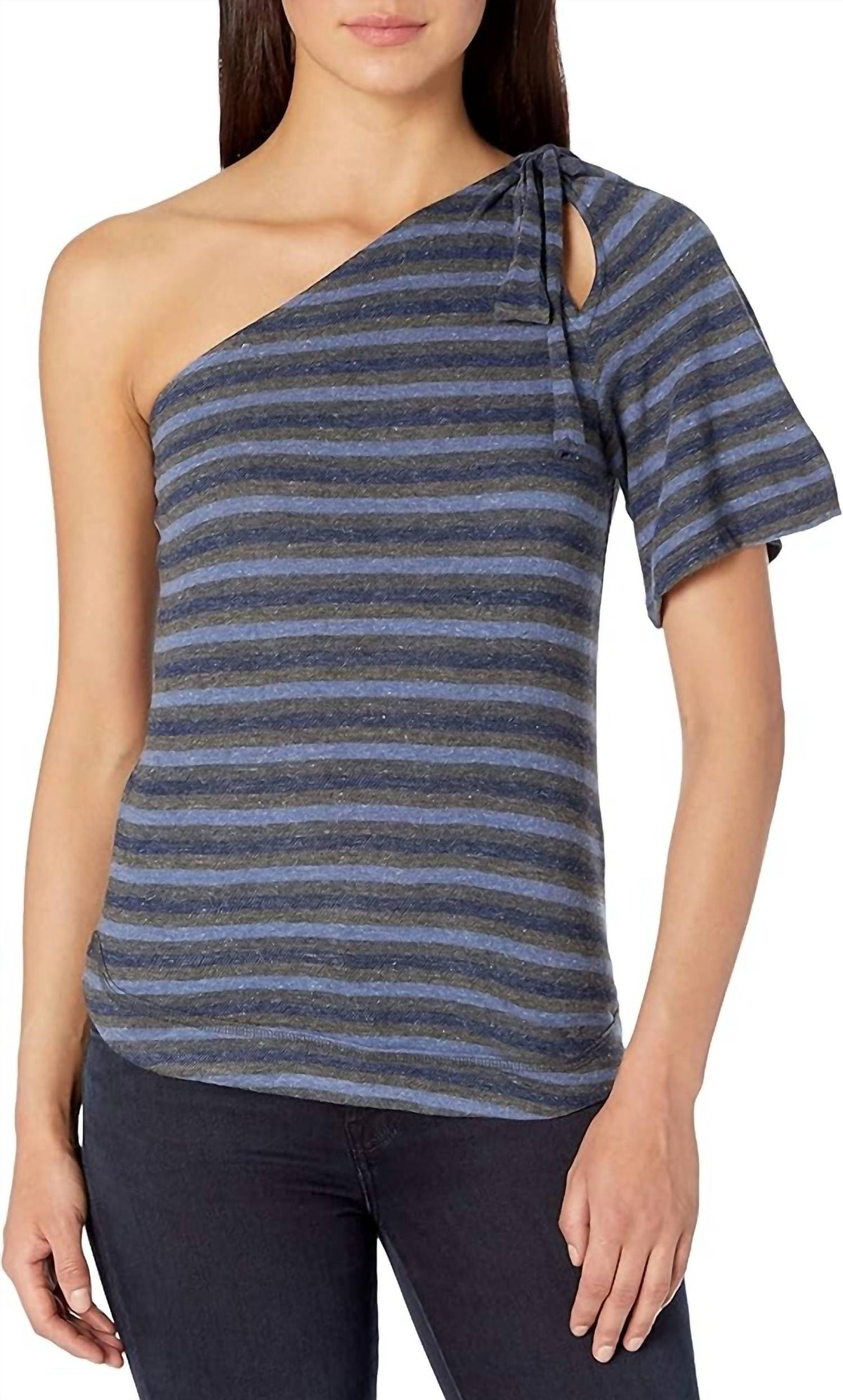 Top a rayas color azul