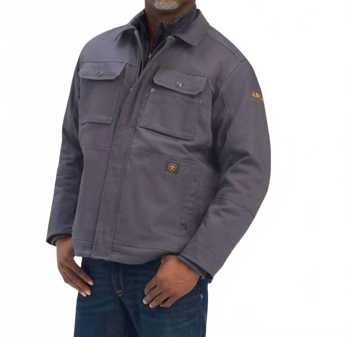 Abrigo de hombre de lona color gris