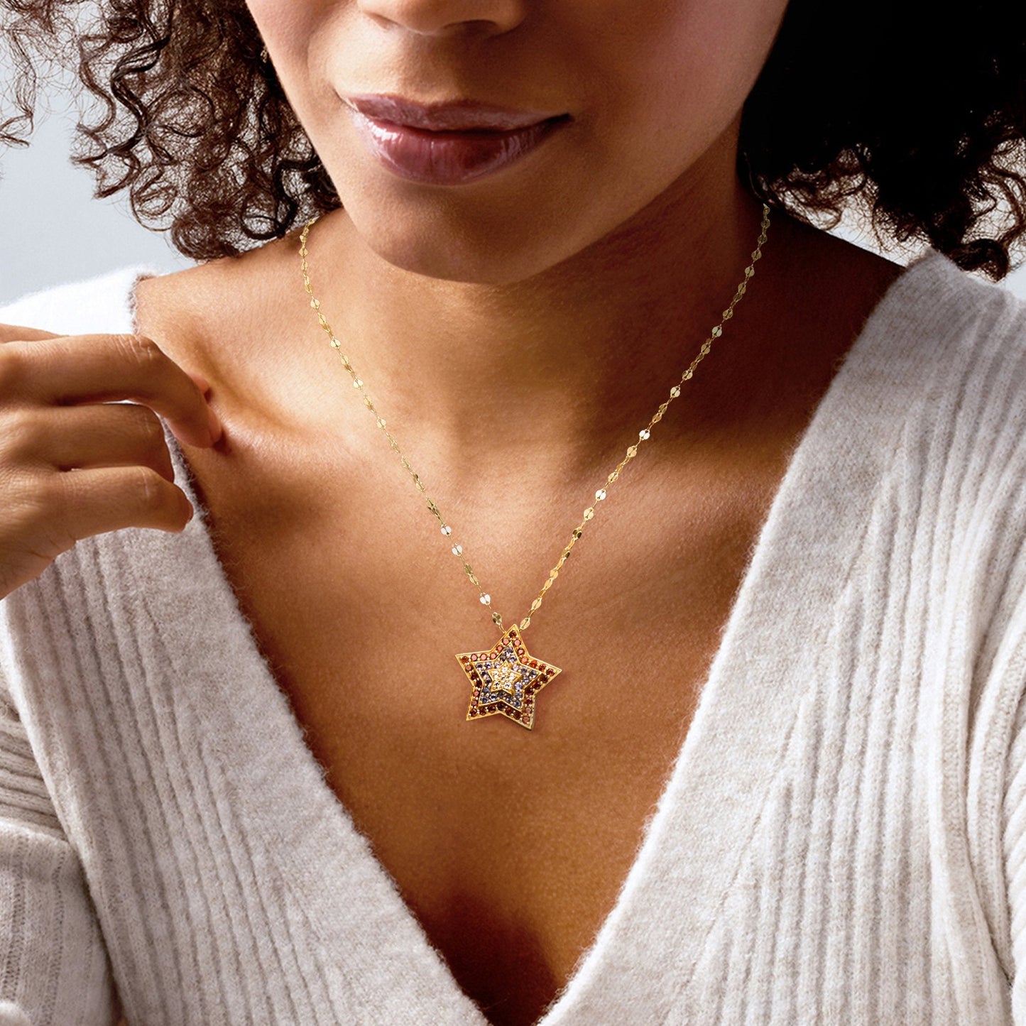Ross-Simons Collar Estrella Pin/Dije Multi-Gemas en Oro de 18kt sobre Plata Esterlina