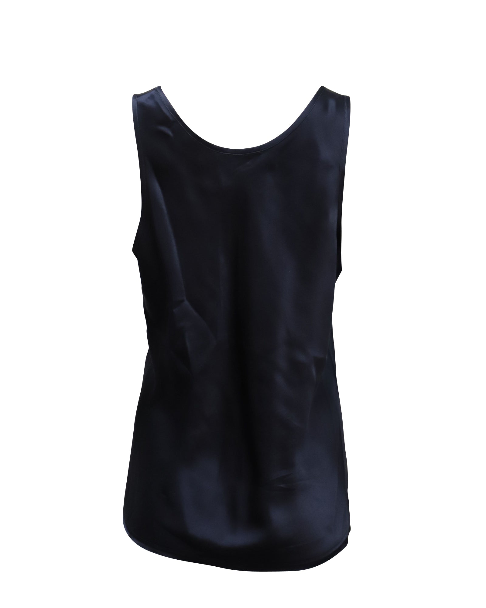 Camiseta sin mangas de seda color azul marino