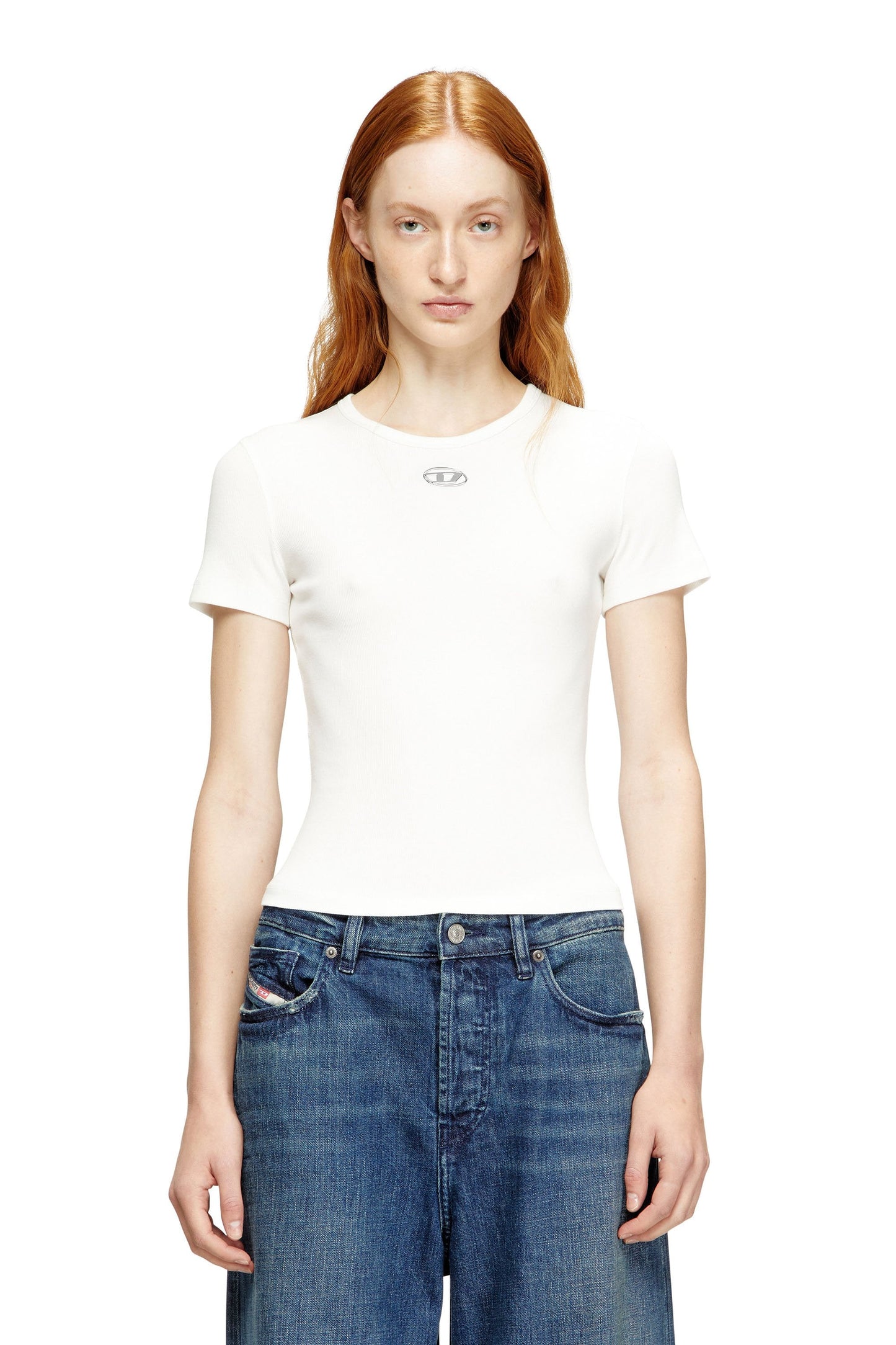 Camiseta con tejido acanalado