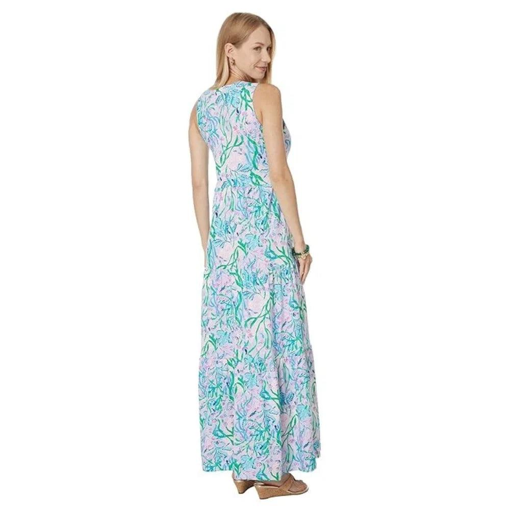 Vestido de mujer largo con cuello en V
