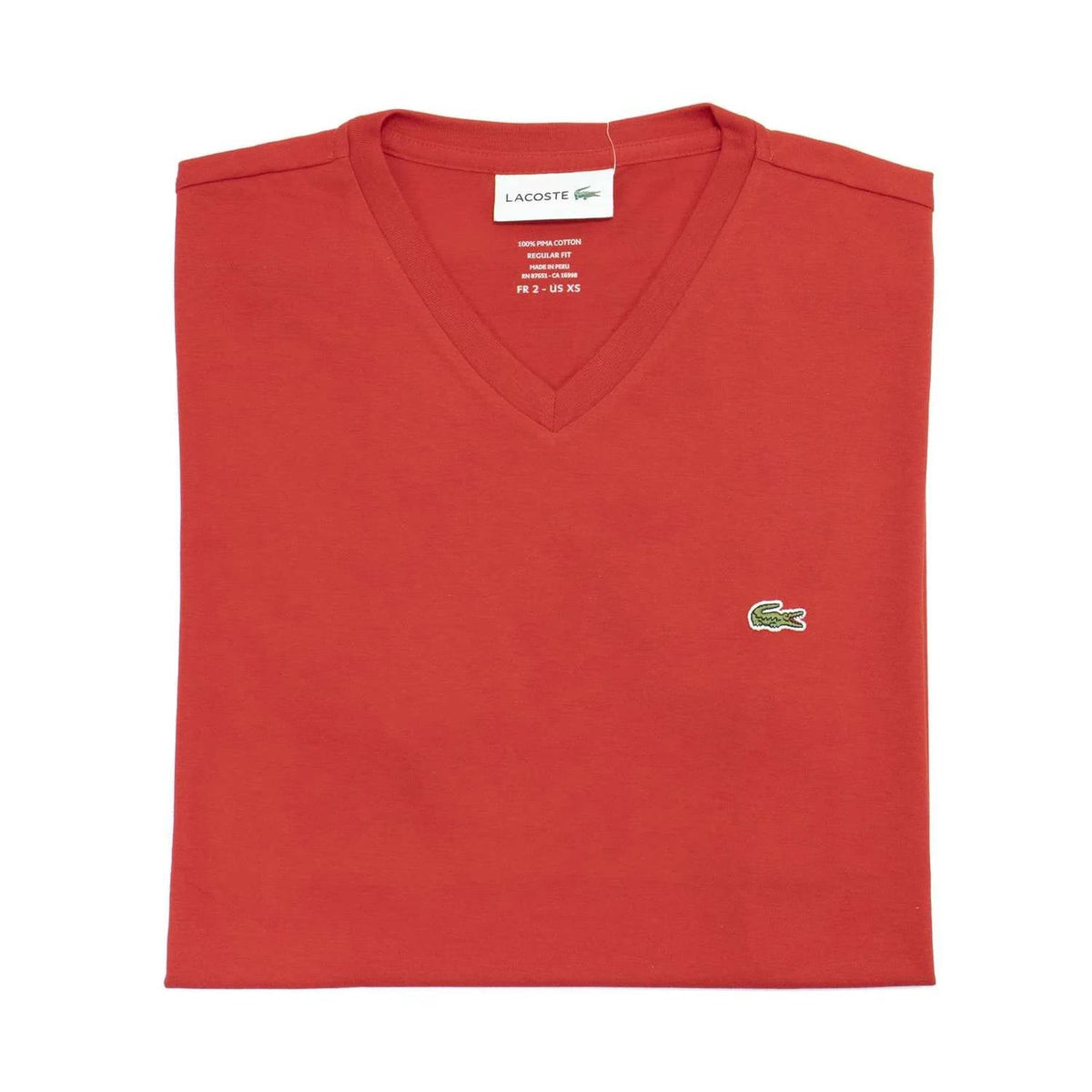 Camiseta de hombre de manga corta con cuello en V color rojo