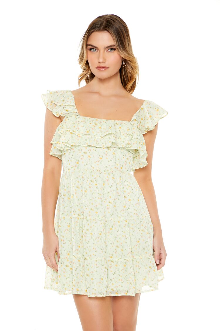 Vestido corto con estampado floral con boleros