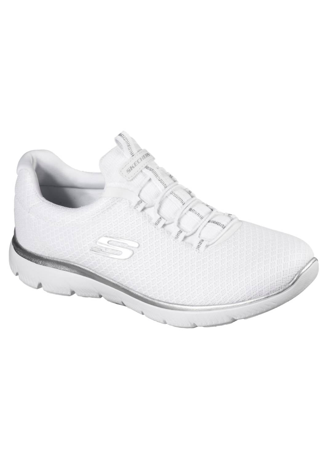 Tenis de mujer color blanco y plateado